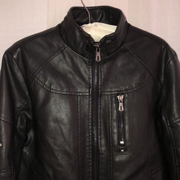 SK M Autumn Faux Leather Lined Moto Jacket with Studs - Picture 4 of 16